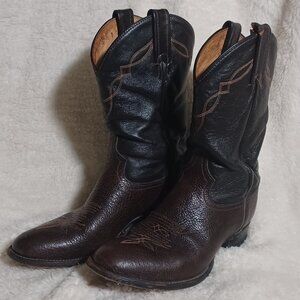 Tony Llama Dark Brown Leather Embroidered Cowboy Boots, Mens Size 7.5 (US)